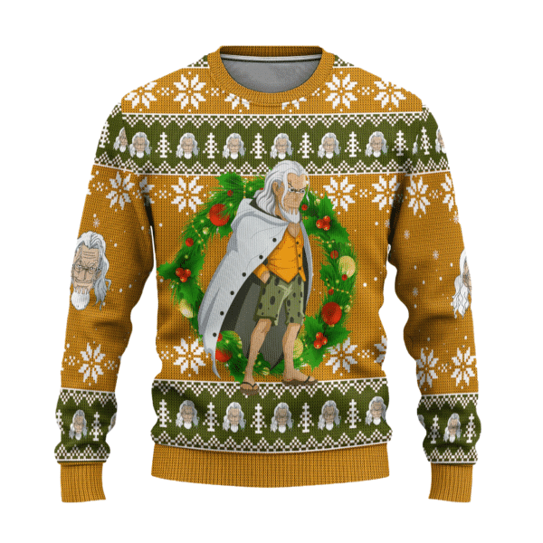 One Piece Anime Silvers Rayleigh 54 Ugly Sweater Gifts, One Piece Anime Gift Fan Ugly Sweater 397
