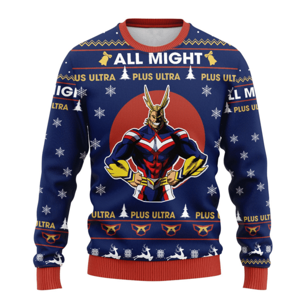 My Hero Academia Anime All Might 3 Ugly Sweater Gifts, My Hero Academia Anime Gift Fan Ugly Sweater 366