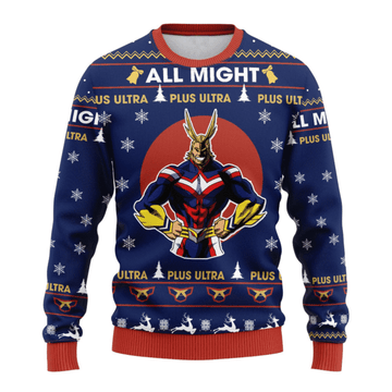 My Hero Academia Anime All Might 3 Ugly Sweater Gifts, My Hero Academia Anime Gift Fan Ugly Sweater 366