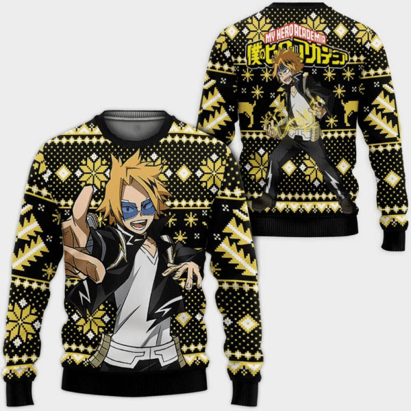 My Hero Academia Anime Denki Kaminari 32 Ugly Sweater Gifts, My Hero Academia Anime Gift Fan Ugly Sweater 357