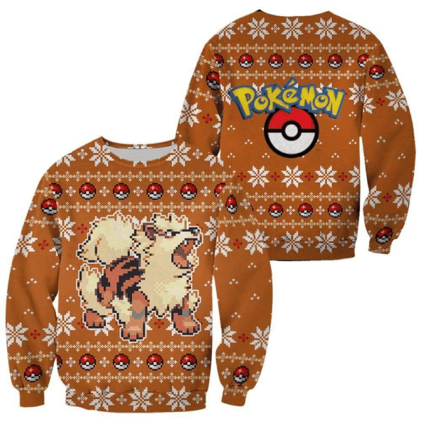 Pokemon Anime Arcanine 38 Ugly Sweater, Pokemon Anime Gift Fan Ugly Sweater 741
