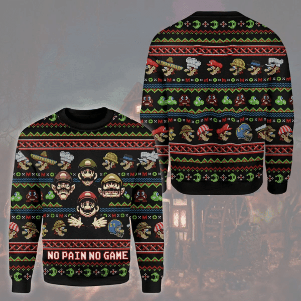 Super Mario Nintendo 2 Ugly Sweater Gifts, Super Mario Nintendo Gift Fan Ugly Sweater 757