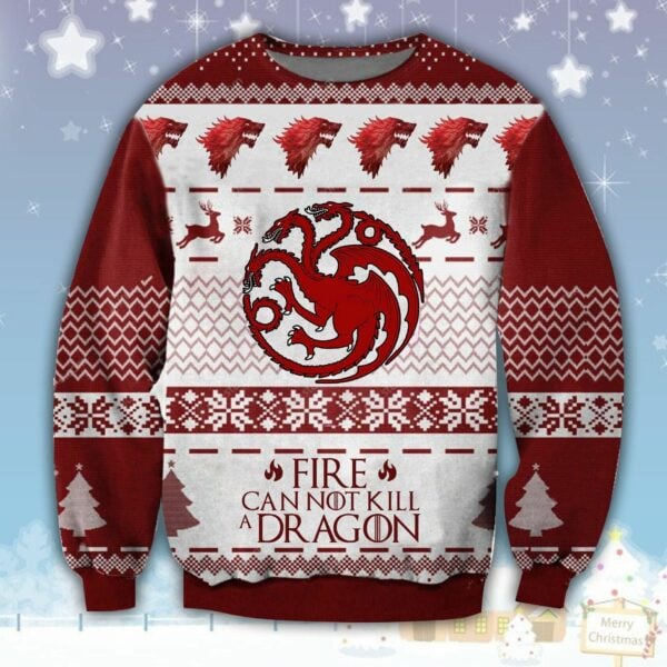 Game Of Thrones Fire Cannot Kill A Dragon Got Ugly Sweater, Christmas Gift, Game Of Thrones Fire Cannot Kill A Dragon Got Ugly Christmas Sweater 252
