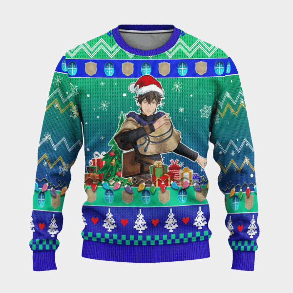 Black Clover Anime Yuno 2 Ugly Sweater Gifts, Black Clover Anime Gift Fan Ugly Sweater 97