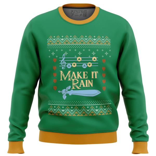 Zelda Make It Rain The Legend Of Zelda Ugly Sweater Gifts, The Legend Of Zelda Gift Fan Ugly Sweater 768