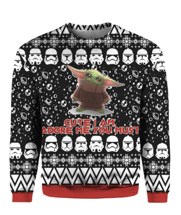 Baby Yoda Cute I Am Adore Me You Must 2 Ugly Sweater Gifts, Baby Yoda Gift Fan Ugly Sweater 48