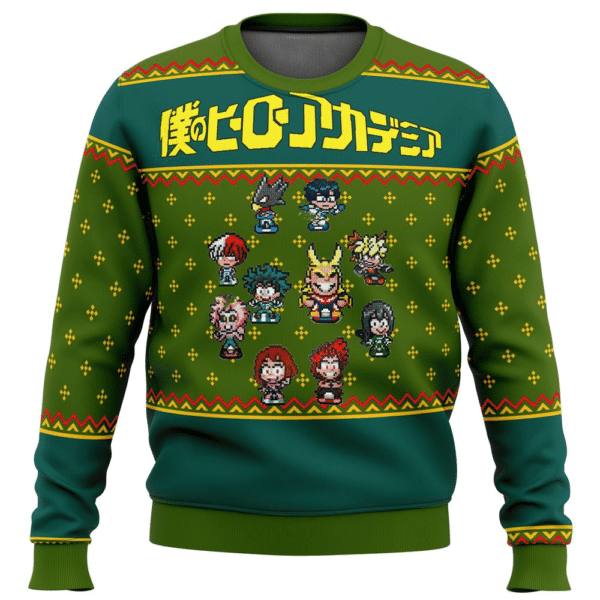 My Hero Academia Anime Sprites 16 Ugly Sweater Gifts, My Hero Academia Anime Gift Fan Ugly Sweater 886