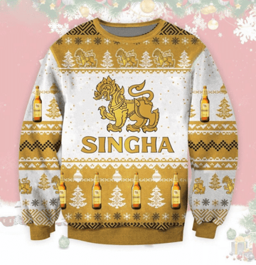 Singha Beer Ugly Sweater Gifts, Singha Beer Gift Fan Ugly Sweater 437