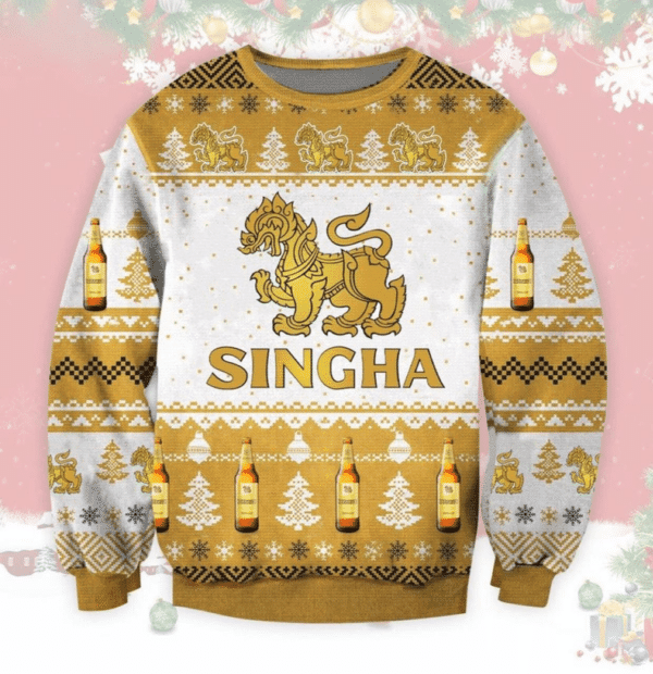 Singha Beer Ugly Sweater Gifts, Singha Beer Gift Fan Ugly Sweater 437