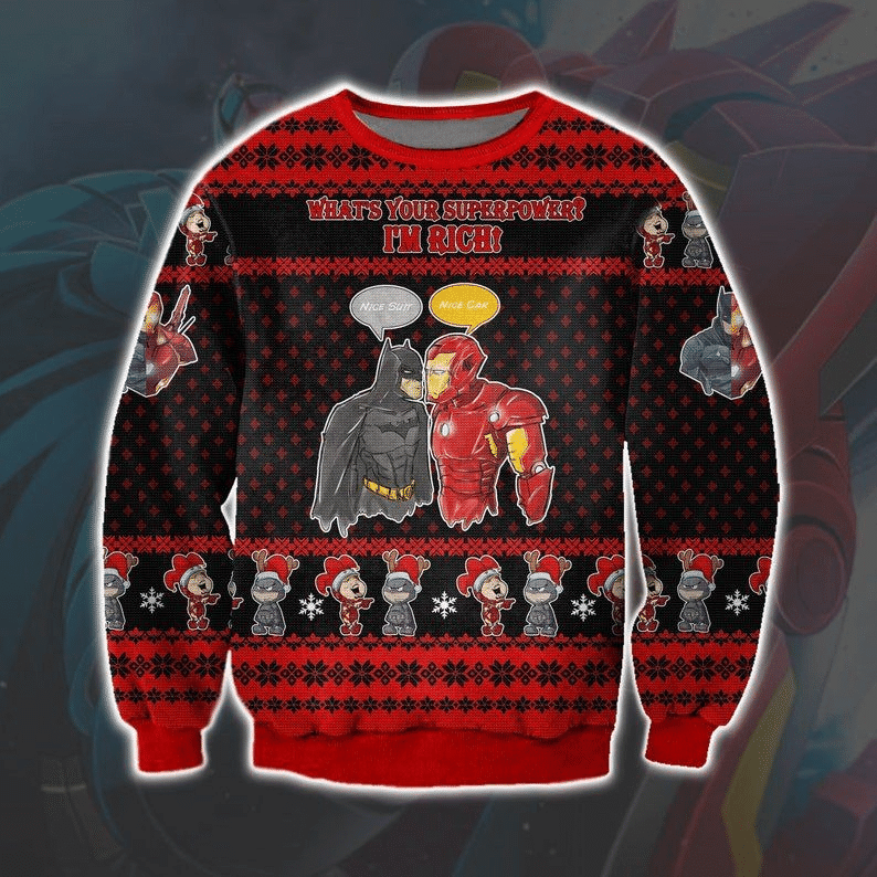 Batman And Iron Man Marvel X Dc Ugly Sweater Gifts, Marvel Gift Fan Ugly Sweater
