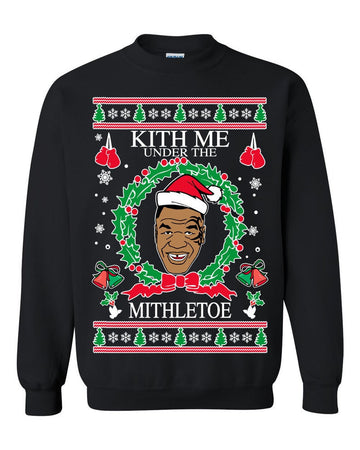 Mike Tyson Kith Me Under The Mithletoe Christmas Ugly Sweatshirt, Christmas Ugly Sweater