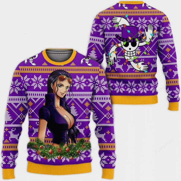 One Piece Anime Nico Robin 44 Ugly Sweater, One Piece Anime Gift Fan Ugly Sweater 261