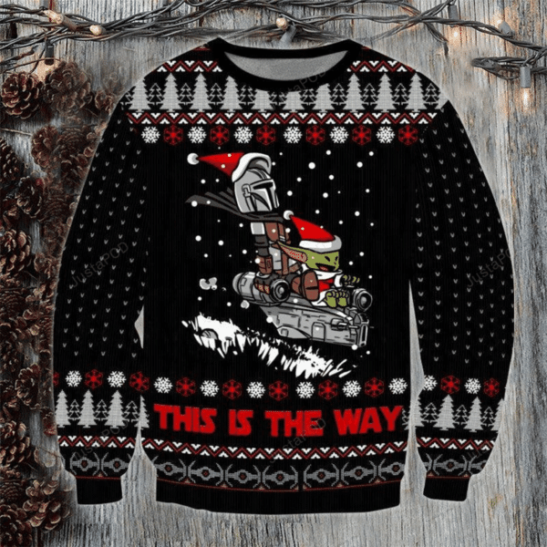 Baby Yoda This Is The Way Ugly Sweater Gifts, Baby Yoda Gift Fan Ugly Sweater 582