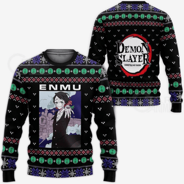 Demon Slayer Kimetsu No Yaiba Anime Enmu 42 Ugly Sweater Gifts, Demon Slayer Anime Gift Fan Ugly Sweater 948