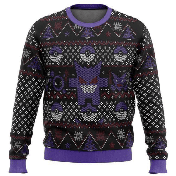 Pokemon Anime Gengar 10 Ugly Sweater, Pokemon Anime Gift Fan Ugly Sweater 876