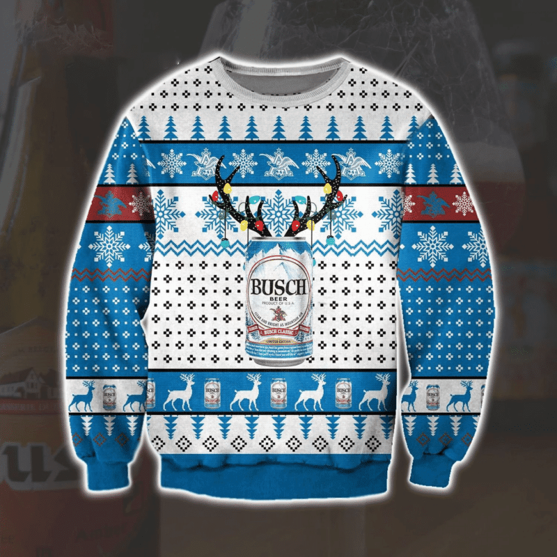 Christmas Light Busch Beer Full Print Ugly Christmas Sweater