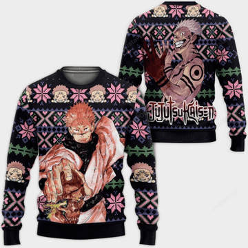 Jujutsu Kaisen Anime Ryomen Sukuna 5 Ugly Sweater Gifts, Jujutsu Kaisen Anime Gift Fan Ugly Sweater 283