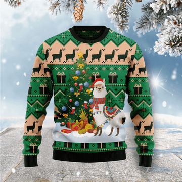 Cute Christmas Shirt, Christmas Tree Llama Ugly Christmas Sweater