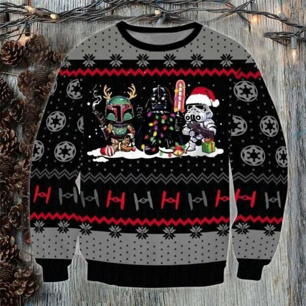 Star Wars Boba Fett Darth Vader Ugly Sweater, Christmas Gift, Star Wars Boba Fett Darth Vader Ugly Christmas Sweater 103