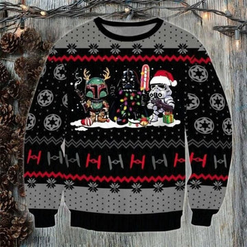 Star Wars Boba Fett Darth Vader Ugly Sweater, Christmas Gift, Star Wars Boba Fett Darth Vader Ugly Christmas Sweater 103