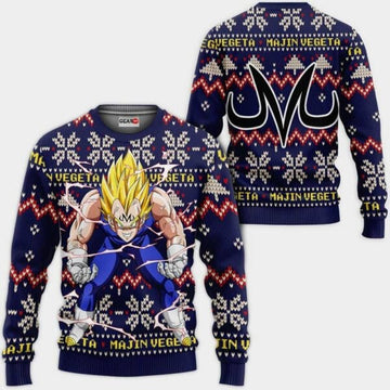 Majin Vegeta Blue Ugly Christmas Sweater Anime Dragon Ball Xmas Gifts 1k107,dragon Ball Anime Xmas Christmas Gift Fan 83