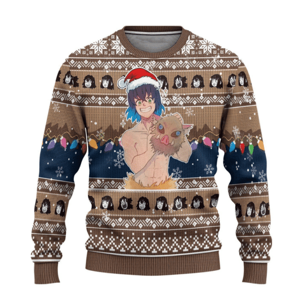 Demon Slayer Kimetsu No Yaiba Anime Hashibira Inosuke 40 Ugly Sweater, Demon Slayer Anime Gift Fan Ugly Sweater 98