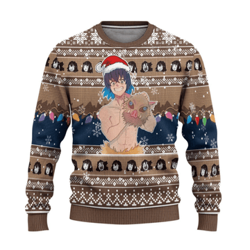 Demon Slayer Kimetsu No Yaiba Anime Hashibira Inosuke 40 Ugly Sweater, Demon Slayer Anime Gift Fan Ugly Sweater 98