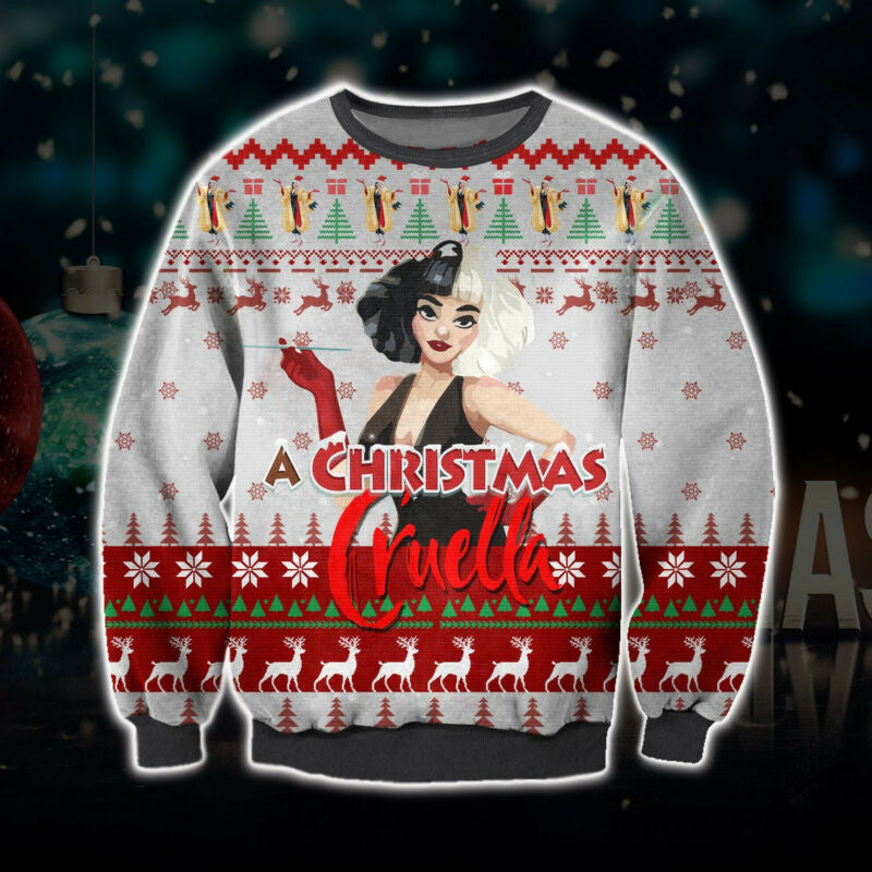 Cruella Movie Merry Christmas Ugly Sweatshirt, Christmas Ugly Sweater