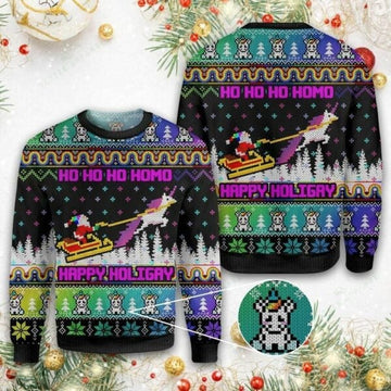 Pride Lgbt Ugly Sweater, Pride Lgbt Gift, Merry Christmas Ho Ho Ho Lgbt Happy Holigays Christmas Shirt 249