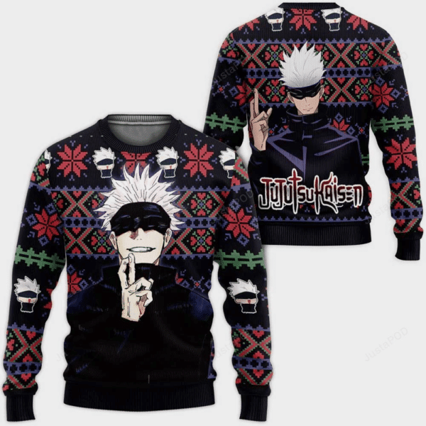 Jujutsu Kaisen Anime Satoru Gojo 7 Ugly Sweater Gifts, Jujutsu Kaisen Anime Gift Fan Ugly Sweater 10
