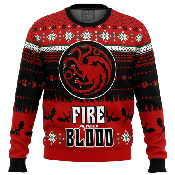 Game Of Thrones Fire And Blood Ugly Sweater Gifts, Game Of Thrones Fire And Blood Gift Fan Ugly Sweater 952