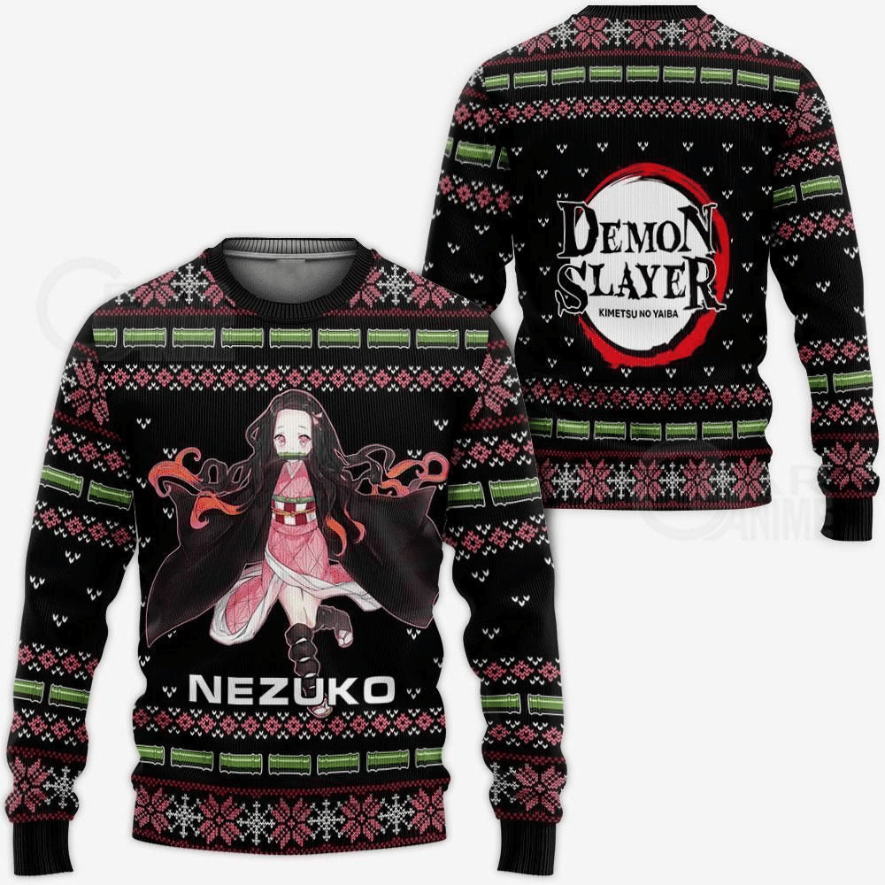 Demon Slayer Kimetsu No Yaiba Anime Kamado Nezuko 4 Ugly Sweater, Demon Slayer Anime Gift Fan Ugly Sweater