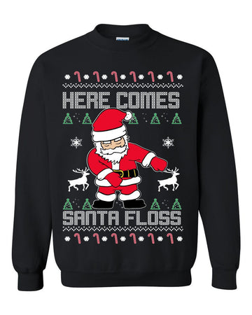 Here Comes Santa Floss Ugly Sweatshirt, Christmas Ugly Sweater