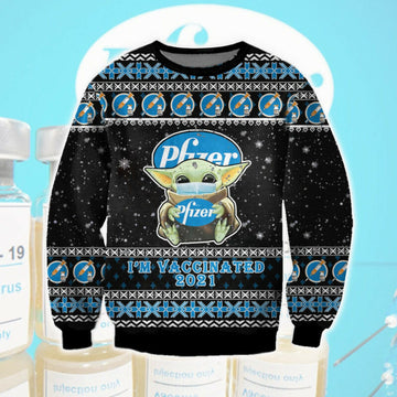 Pfizer Baby Yoda Merry Christmas Ugly Sweatshirt, Christmas Ugly Sweater