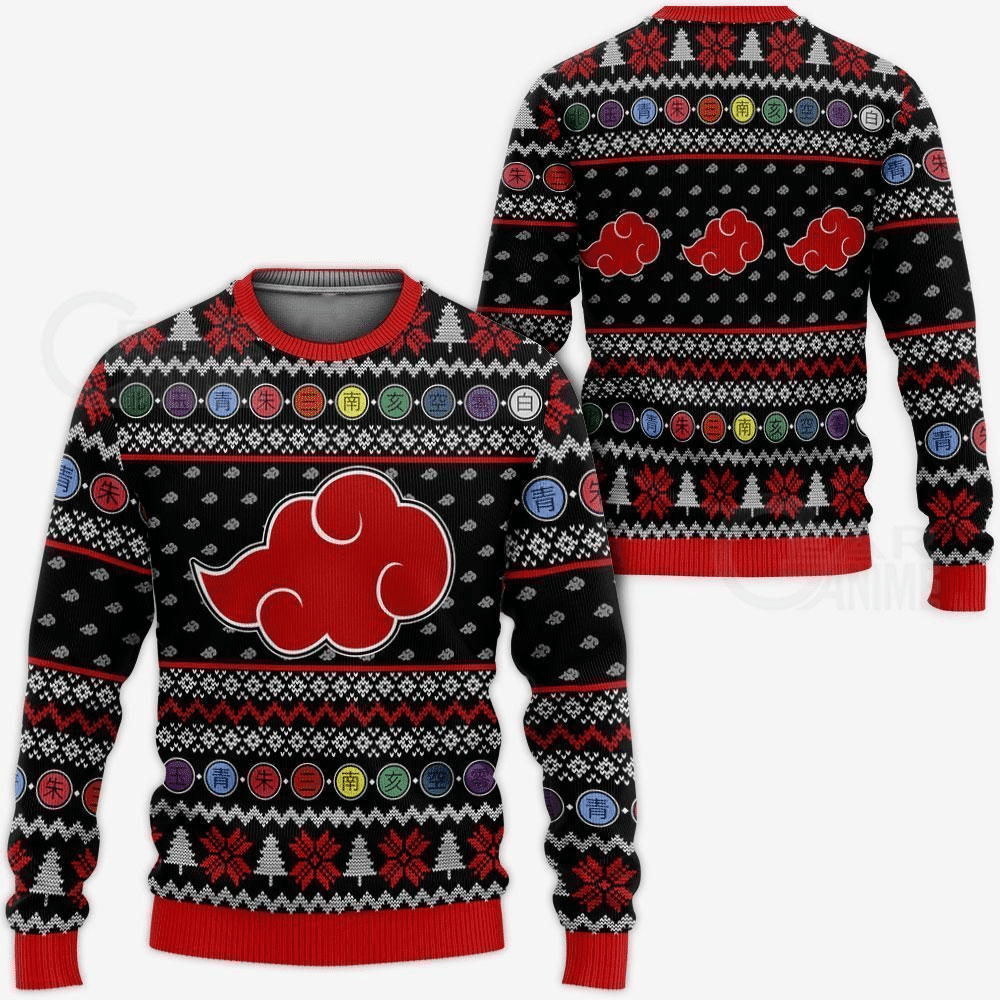 Akatsuki Naruto Anime 5 Ugly Sweater Gifts, Akatsuki Naruto Anime Gift Fan Ugly Sweater