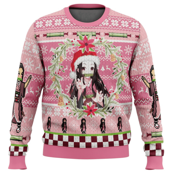 Demon Slayer Kimetsu No Yaiba Anime Kamado Nezuko 1 Ugly Sweater Gifts, Demon Slayer Anime Gift Fan Ugly Sweater 504