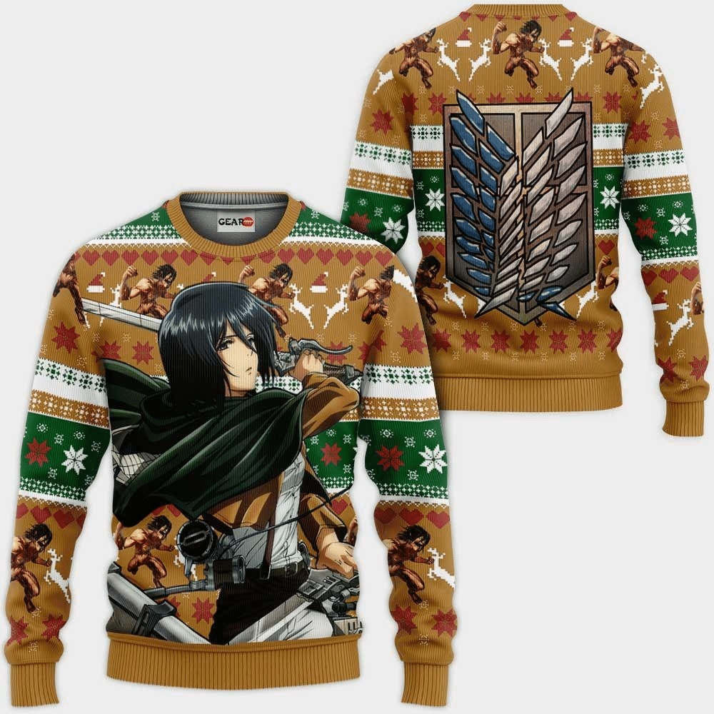 Attack On Titan Anime Mikasa Ackerman Ugly Sweater, Attack On Titan Anime Gift Fan Ugly Sweater