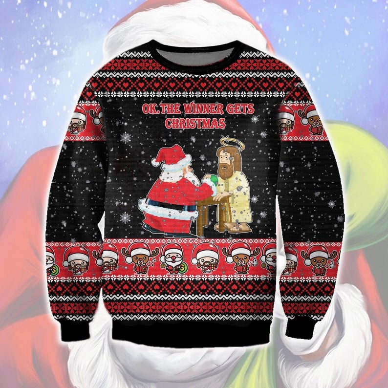 Jesus And Santa Ugly Sweatshirt, Christmas Ugly Sweater