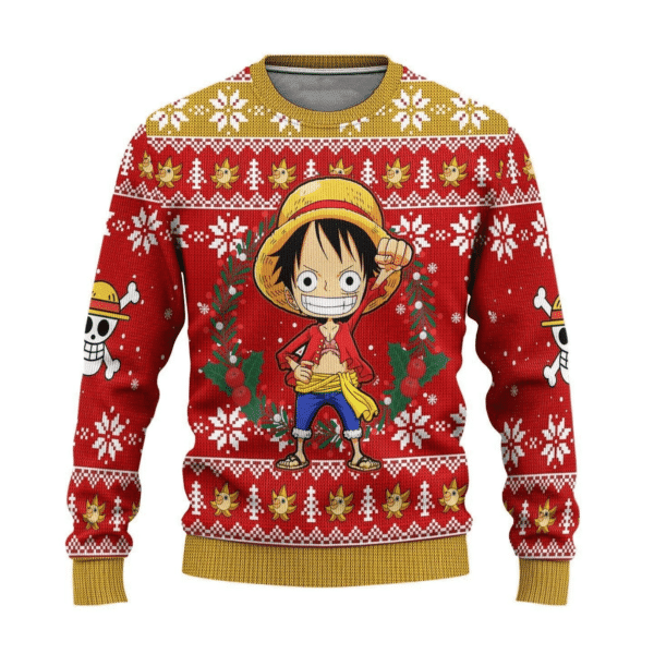 One Piece Anime Monkey D. Luffy 34 Ugly Sweater Gifts, One Piece Anime Gift Fan Ugly Sweater 91