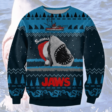 Santa Shark Ugly Sweatshirt, Jaws Shark Ugly Christmas Sweater
