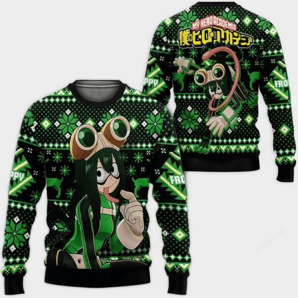 My Hero Academia Anime Tsuyu Asui 7 Ugly Sweater Gifts, My Hero Academia Anime Gift Fan Ugly Sweater 67