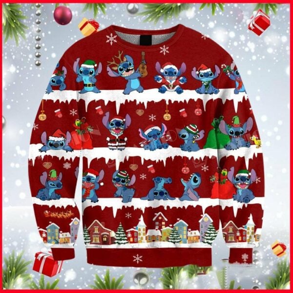 Stitch Ugly Sweater, Christmas Gift, Stitch And Lilo Ugly Christmas Movie 888