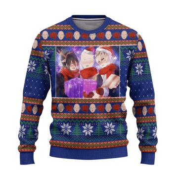 One Punch Man Anime Christmas 10 Ugly Sweater Gifts, One Punch Man Anime Gift Fan Ugly Sweater 317
