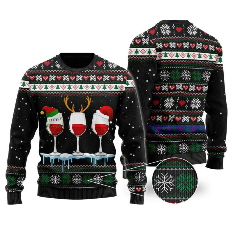 Christmas Wine Glasses Ugly Christmas Sweater