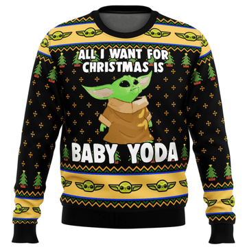 Star Wars Baby Yoda All I Want Mandalorion Ugly Sweater Gifts, Star Wars Gift Fan Ugly Sweater 156