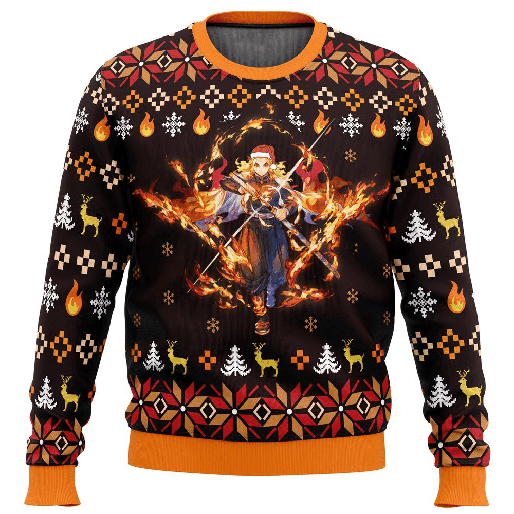 Demon Slayer Kimetsu No Yaiba Anime Rengoku Kyoujurou 36 Ugly Sweater, Demon Slayer Anime Gift Fan Ugly Sweater