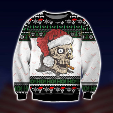 Naughty Skull Ho Ho Ho Ugly Christmas Sweater