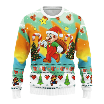 Super Mario Nintendo 4 Ugly Sweater Gifts, Sonic Super Mario Nintendo Gift Fan Ugly Sweater 644