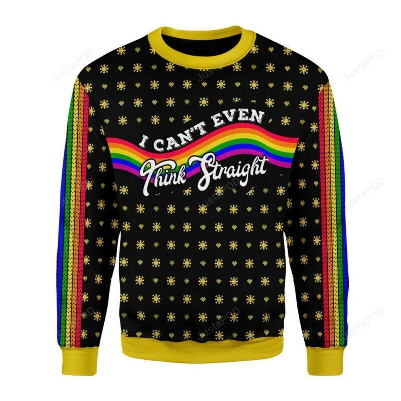 I Can't Think Straight Rainbow Lgbt Flag Ugly Christmas Sweater