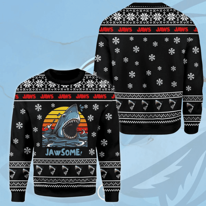 Jawsome Ugly Sweatshirt, Jaws Shark Ugly Christmas Sweater